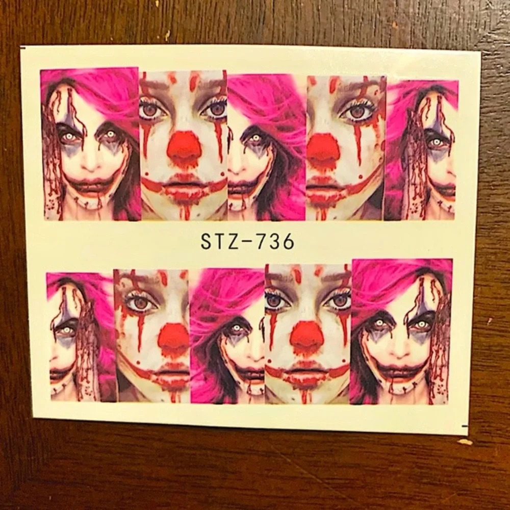 💌BO/GO$4 Clowns Scary Nail Wraps